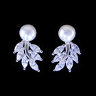 925 Sterling Silver Pearl Apple Shaped Earrings With Logo SGS ISO9001 3C