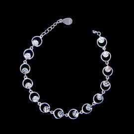 Flowers Design Plain Silver Bracelet Pure 925 Anti Allergic For Gift / Party